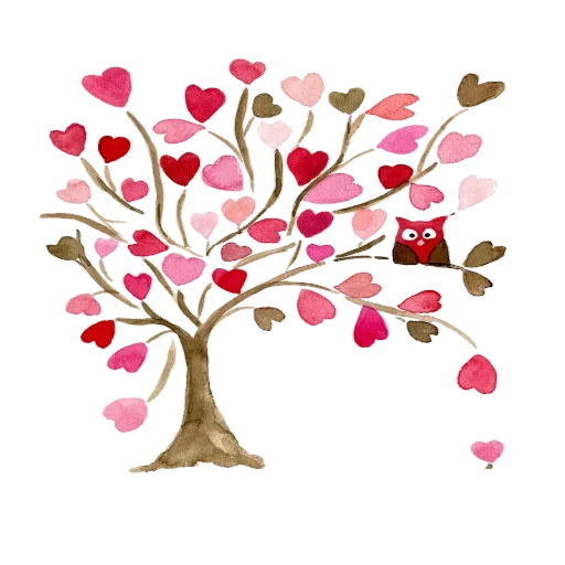 сердце дерево, дерево сердечками, дерево сердечками пдф, акварельное дерево сердце