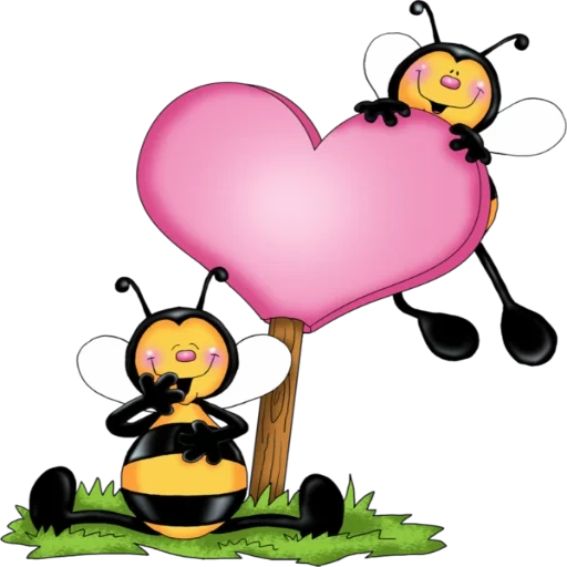 рисунок пчелки, пчела сердечком, пчелка сердечком, влюбленная пчелка, влюбленные пчелки