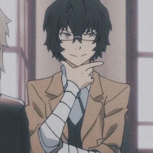 osamu dadzai, kunikida dazai, dadzai osamu con gafas, dadzai osamo stop kadra