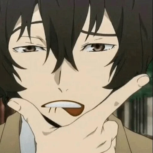 dazai, da zai ji, anime taizaizhi osamu, dazai osamu menyeringai, anjing liar besar tai zhaizhi