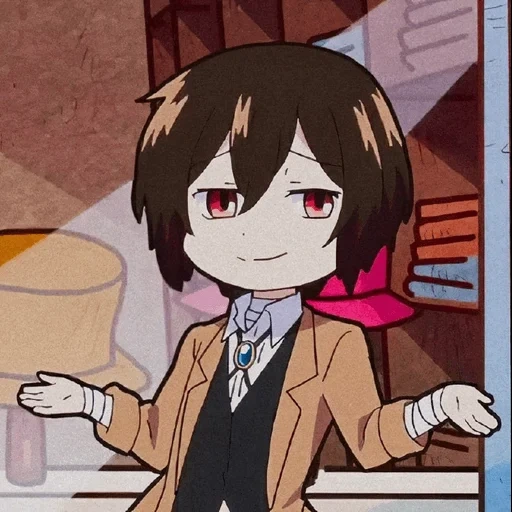 dazai, chibi dazai, anime cute, osamu dadzai, detective anime art