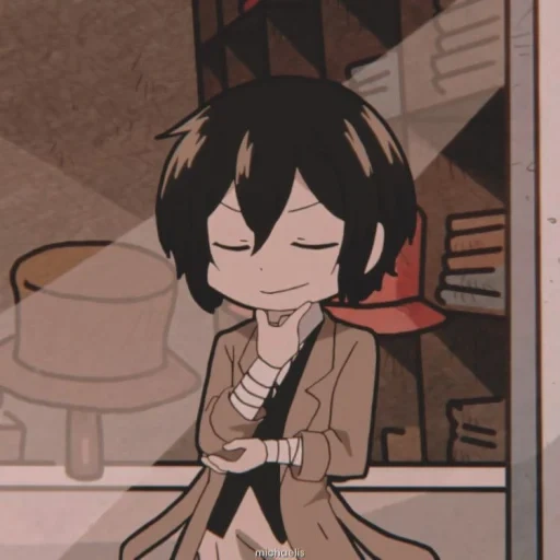 anime, idées d'anime, chibi dazai, anime mignon, osamu dadzai