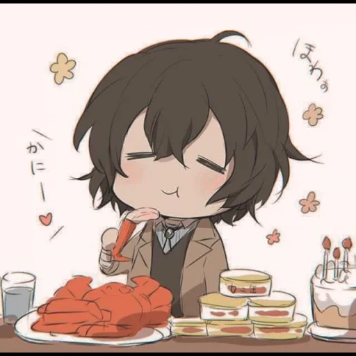 dazizhi, dazai osama chibi, cão vadio chibi, cachorro grande de chibi, chuya nakahara dajai osamu chibi