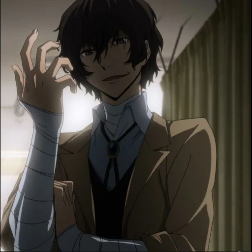 osamu dadzai, dazai osamu anime, dadzai osamu render, dadzai osamu smirk, dazai osama great wandering dogs