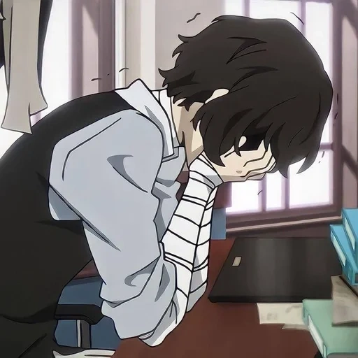 dazai, osamu dadzai, dadzai sedang tidur osamu, anime dazai osamu, profil anime osamu dadzai