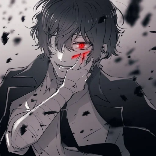 anime art, anime dazai, osamu dadzai, dadzai osamu yandere, great stray dogs