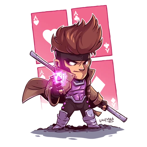 ken laufman, chibi gambit, derek laufman, superhero chibi, derek laufman gorillaz falcon eye