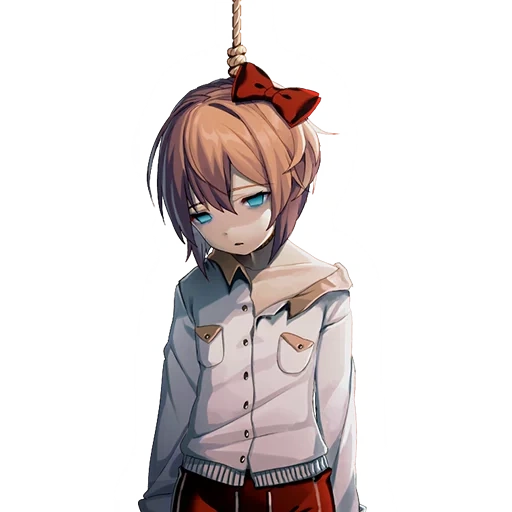 the death of saiori, hanged by saiori, saiori hanged herself, saiori hanged the original, saiori doki doki hanged myself