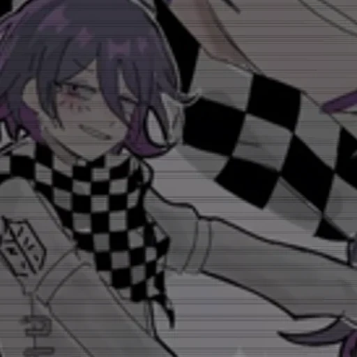 oma kokichi, shuichi kokichi, kokichi peregim, capture d'écran de la mort de koki, anime vaporwave avatar ahegao