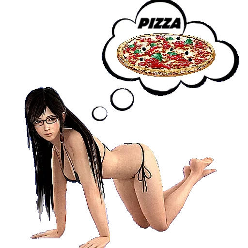 chica, captura de pantalla, come pizza