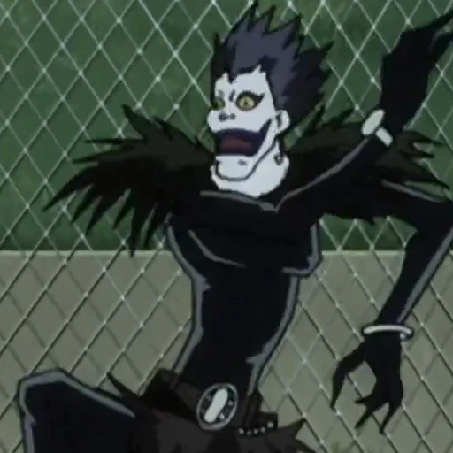 ryuk, catatan kematian, ryuk catatan tentang death man, catatan kematian ryuk lucu, ryuk catatan kematian berhenti keras