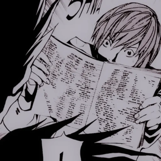 mangá, mangá de anime, manga leve de yagami, caderno de morte de mang, nota de morte do fim 1