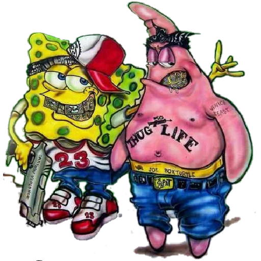 sponge bob patrick, sponge bob gangster, disegni di sponge bob patrick, sponge bob square pants, sponge bob patrick gangster