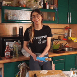 giovane donna, umano, in cucina, cucinando, gli oggetti della tabella
