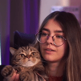 gatto, giovane donna, umano, julia ershova, cat europeo