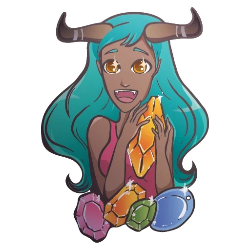 demon, demoness, collection, sticker demon