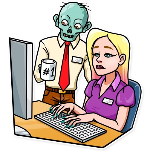 demon, screen, zombies at the computer