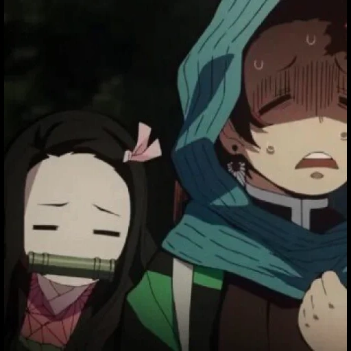nezuko, nazuko kamado, tanjiro kamado, tanjiro kamado está durmiendo, la cuchilla que disecciona a los demonios del anime