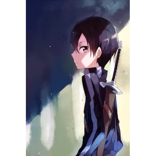 kirito art company, kirito kazuto, kirito andwald, espada mestre online, animação triste de kirito