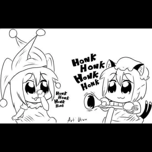 animação, honk honk, imagem de anime, touhou project, chen honk honk