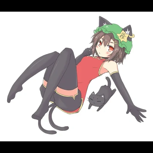 anime, seni anime, touhou cat, chen touhou, karakter anime