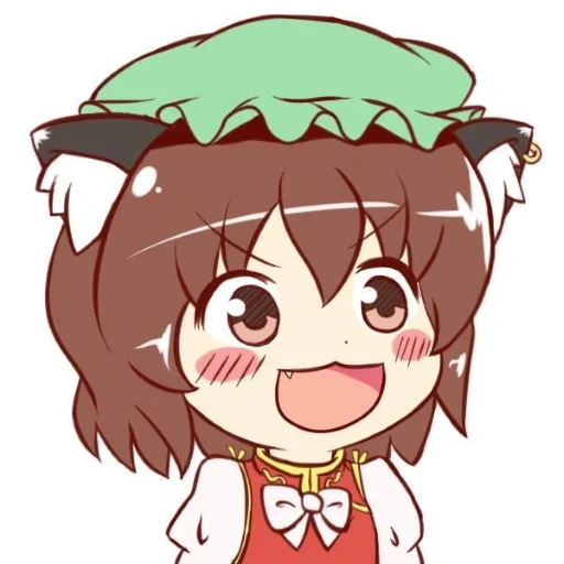 chen tuo grueso, chen touhu, animación fuera de sichuan, touhou project, chibi después de la cabeza