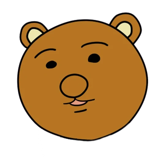 visage de bearbo, tête d'ours, l'ours est gai, ours de dessin animé, ours d'illustration