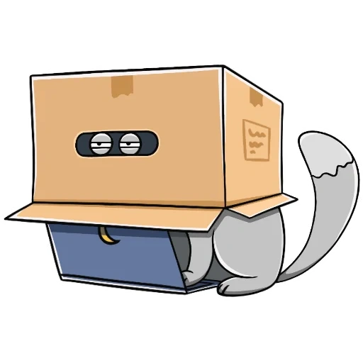 кошка, барсик, кошачий арт, кот коробке лого, иллюстрация кошка