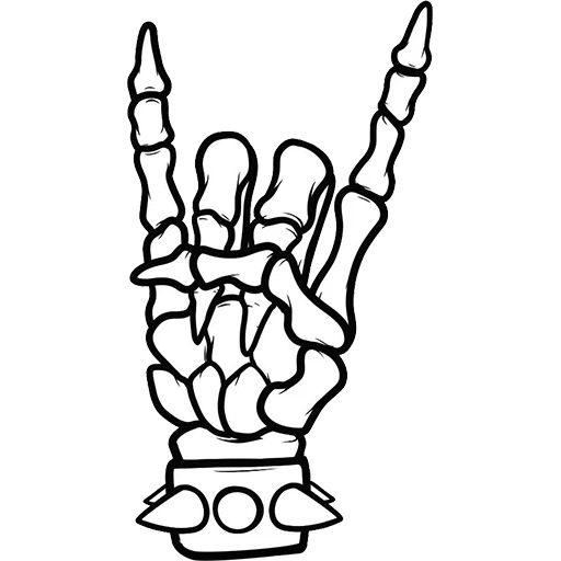 the rock hand, das skelett der hand, die skeleton hand, der schädelarm, skizze des handskeletts