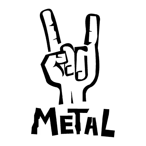 rocha de metal, inscrição de metal, mão de mão de hevi, ele meta sinal, adesivos de metal de rock