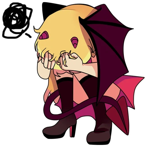 emoji, chibi a small island, red cliff succubus