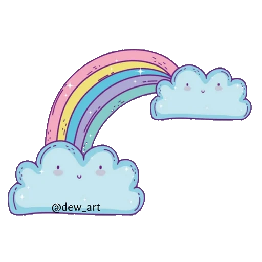 облака радуга, радуга радуга, каваи облако радугой, облако вектор милое мультик радуга, распечатать наклейки радугу облако корону