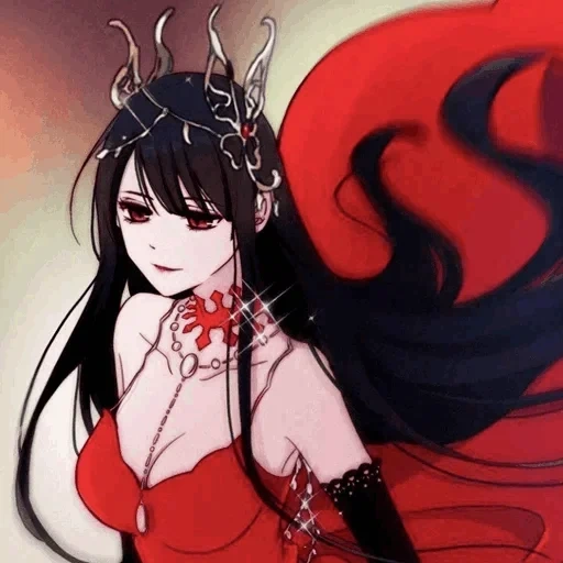 animation art, anime girl, anime girl painting, a dark night animation, anime queen black hair