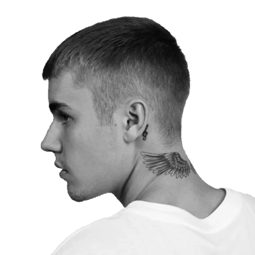 justin bieber, male neck tattoo, justin bieber andercart, male neck side tattoo, justin bieber short hair