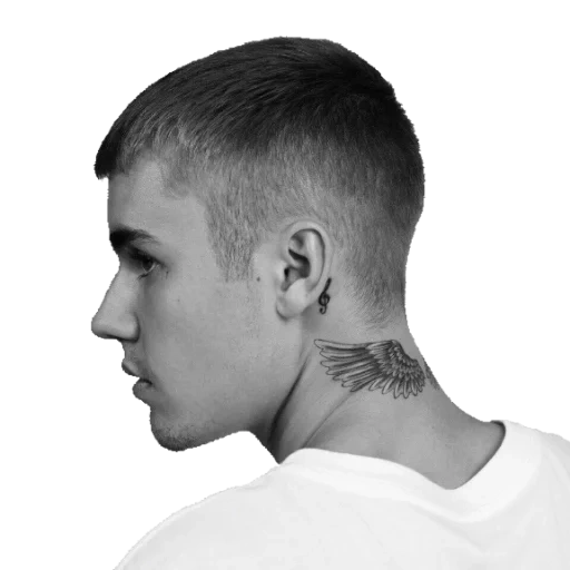 justin bieber, tatuaggio di collo maschile, justin bieber anderkat, tatuaggio di lato collo maschile, justin bieber capelli corti