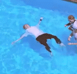 people, jump pool, descending basin, swimming in a swimming pool, sims dead pool