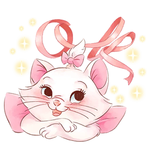 un gato, kitty marie, los dibujos son lindos, gato de dibujos animados, arte de gatito rosa