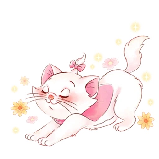 kitty marie, kucing marie lyubov, seni kucing merah muda, kartun kittens lucu