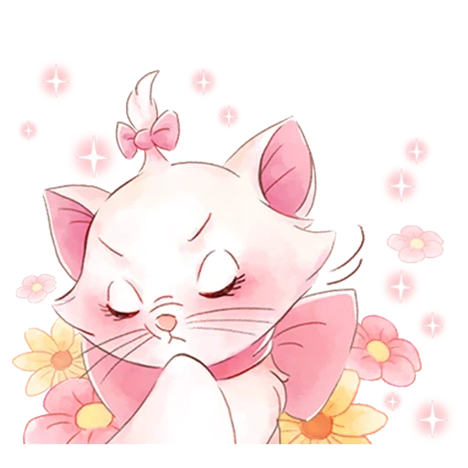 mary cat, mary loves cats, pink kitten art, disney's marie girly