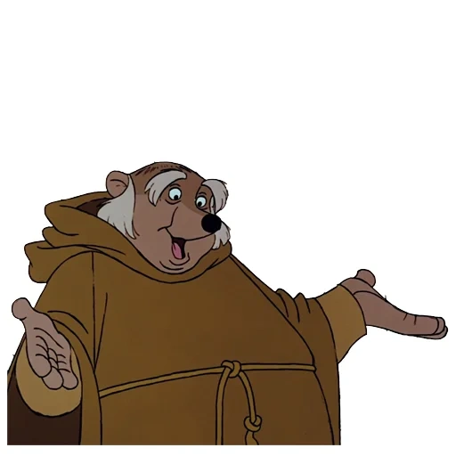 robin hood, ayah tuk robin hood, robin hood monk tuk, robin hood 1973 monk, robin hood cartoon father tuk