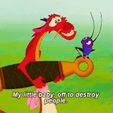 yuca, mu shu mulan, cricket de madera, mulan dibujos animados 1998 dragón, my little baby off to destroy people