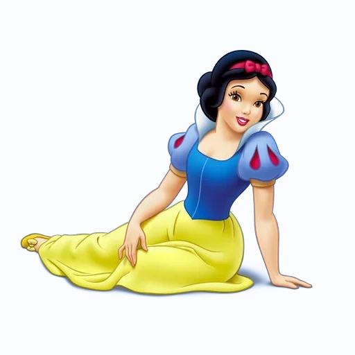 blanche-neige, blanche-neige assise, disney blanche-neige, princesse blanche-neige, blanc comme neige 7 gnomes disney heroes