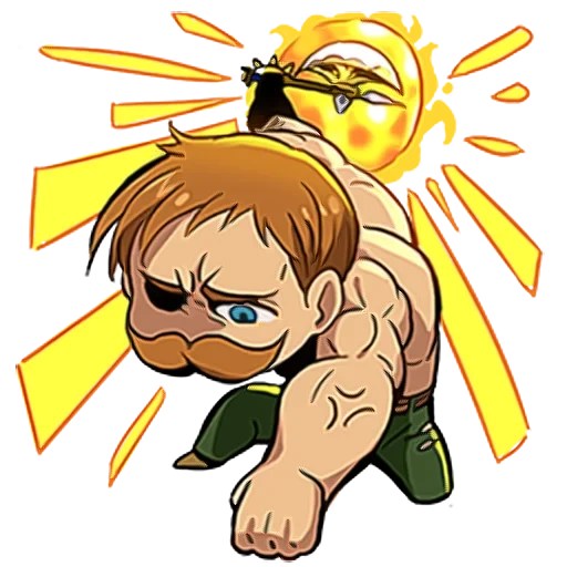 esner red cliff, all-around eskanor, seven mortals of eskanor, escanor's seven deadly sins, seven deadly sins of escala in chibi