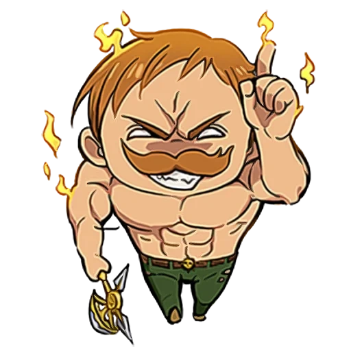 escanor, escanor, esnol chibi, les sept péchés capitaux d'escanol, les sept péchés capitaux de chibi escala