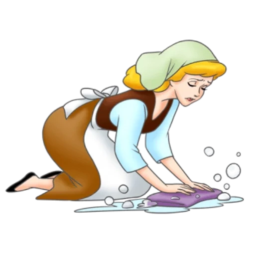cinderella, cinderella cleaning, cinderella with a bucket, the heroes of the fairy tale cinderella, cinderella does cleaning