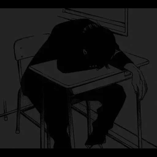 humain, l'anime est sombre, anime triste, c'est la solitude, dessins d'anime triste