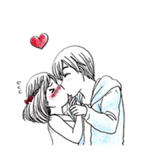 diagram, gambar anime, pola ciuman, pasangan melukis anime, mencium sketsa anime