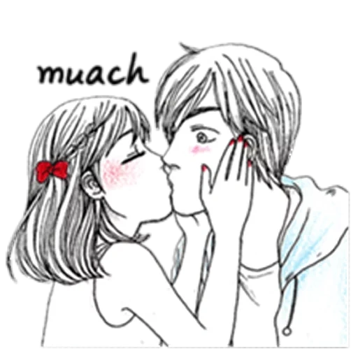 figure, people, anime picture, kissing pattern, anime cute couple
