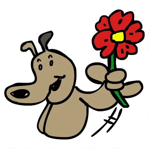 dog, chien, park doo, dessins animés de fleurs de chiot