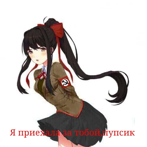 anime girl, ddlc monica nazi, patterns d'anime mignons, monica doki doki elfe, monica dogi dogi literature club